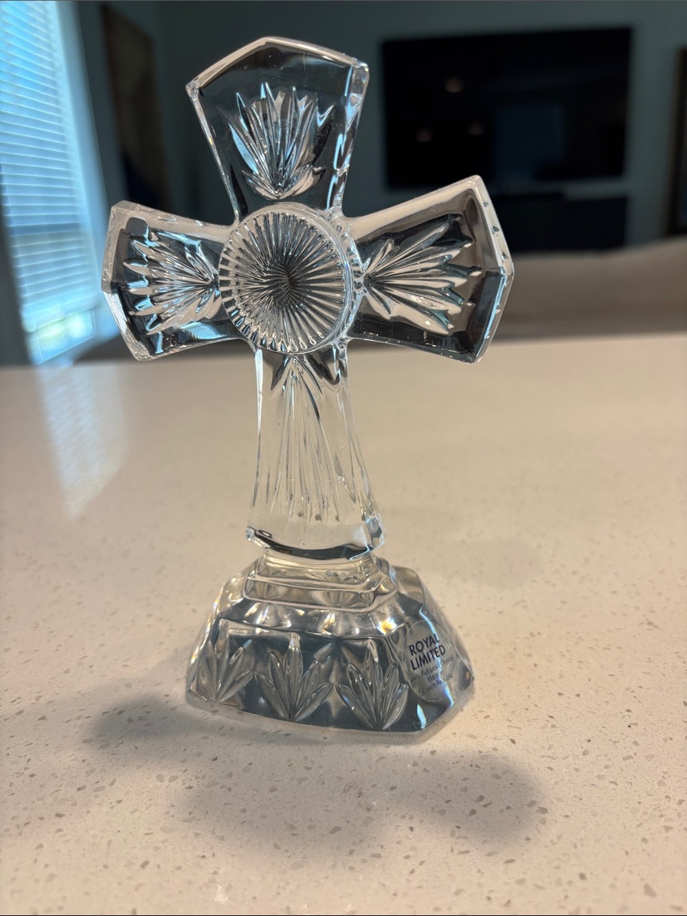 Vintage Royal Limited 24% Lead Crystal Cross 10" Standing Figurine